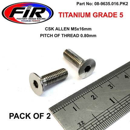 Titanium Csk Allen M5X16mm, Titanium Grade 5 / Pk 2