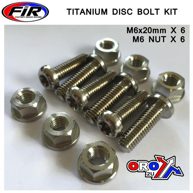 Bolt Disc M6x20mm + Nut Torx, Titanium Grade 5 /pack Of 6