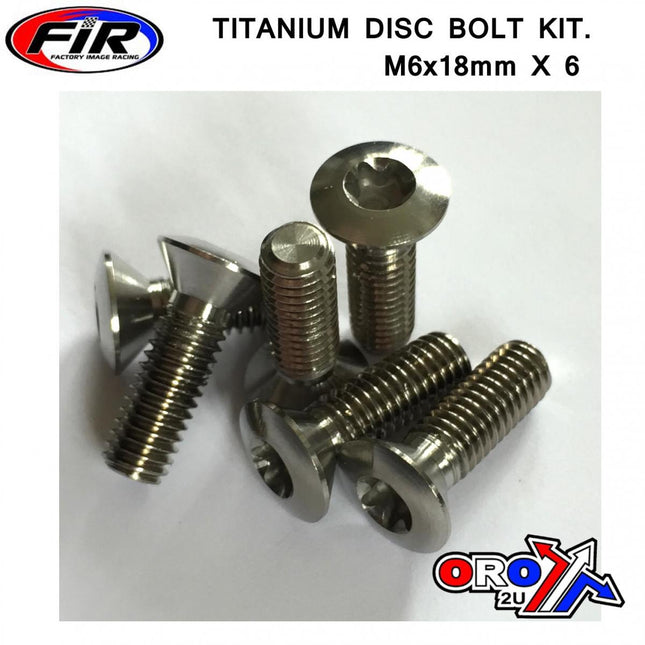 Bolt Disc Torx M6 x 18mm Csk, Titanium Grade 5 /pack Of 6