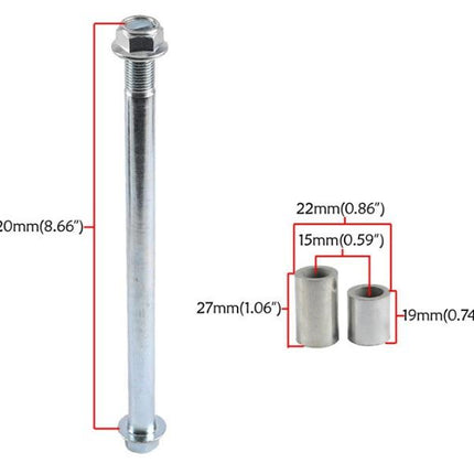 15mm Pitbike Front Wheel Spindle 220mm With 27mm & 19mm Spacers