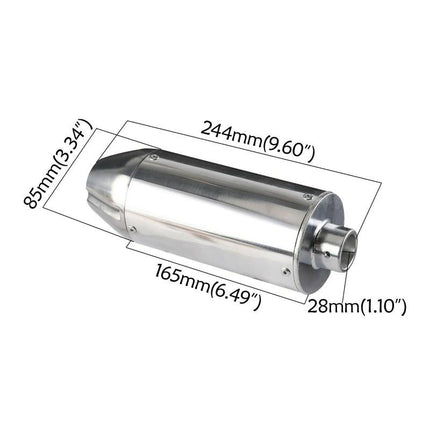 UNIVERSAL 28mm PITBIKE SILENCER EXHAUST 50cc 70cc 90cc 110cc125cc