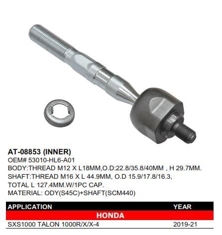 Tie Rod End, Inner, Bronco AT-08853, 53010-HL6-A01, SXS1000 Talon 1000R/X/X-4 2019-21