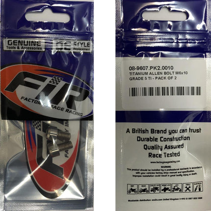 Titanium Allen Bolt M6x10, Grade 5 Ti - Pack Of 2
