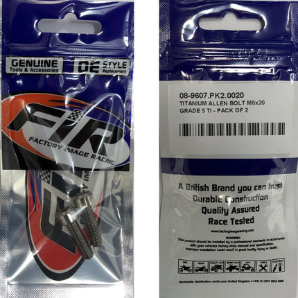 Titanium Allen Bolt M6x20, Grade 5 Ti - Pack Of 2