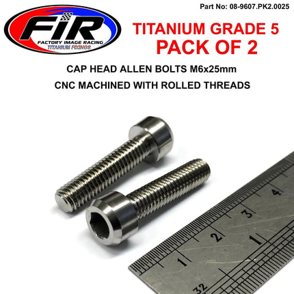 Titanium Allen Bolt M6x25, Grade 5 Ti - Pack Of 2