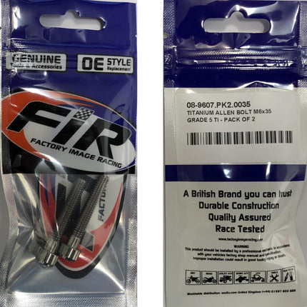 Titanium Allen Bolt M6x35, Grade 5 Ti - Pack Of 2