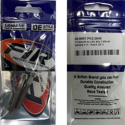 Titanium Allen Bolt M6x40, Grade 5 Ti - Pack Of 2