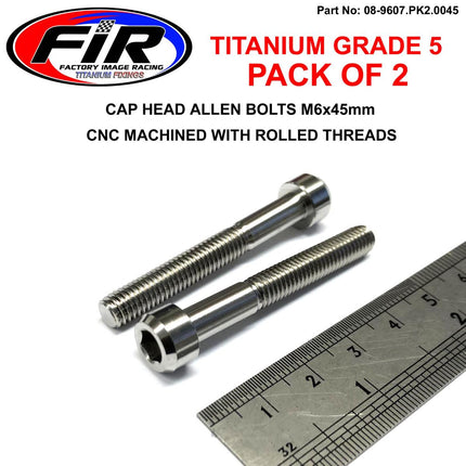 Titanium Allen Bolt M6x45, Grade 5 Ti - Pack Of 2