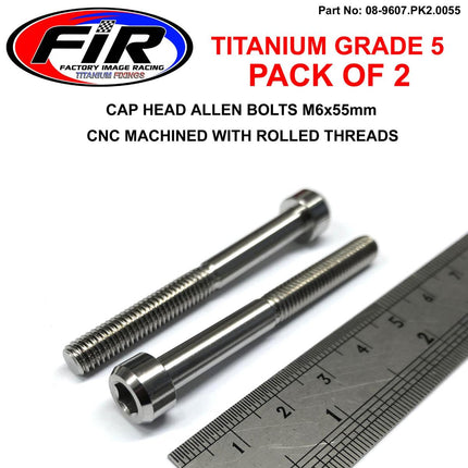 Titanium Allen Bolt M6x55, Grade 5 Ti - Pack Of 2