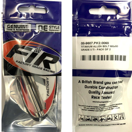 Titanium Allen Bolt M6x60, Grade 5 Ti - Pack Of 2