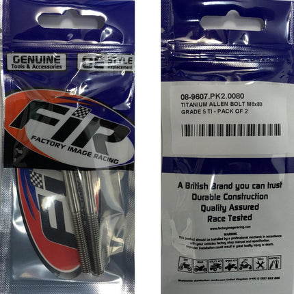 Titanium Allen Bolt M6x80, Grade 5 Ti - Pack Of 2