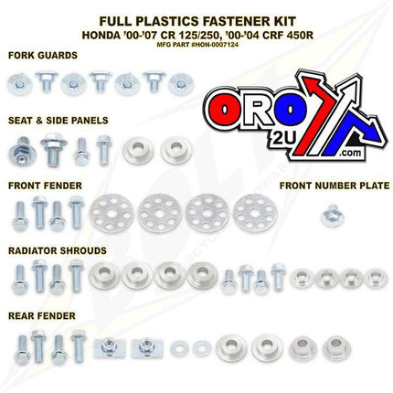Plastic Bolt Kit CR 125/250 CRF 450, Bolt Hardware HON-0007124