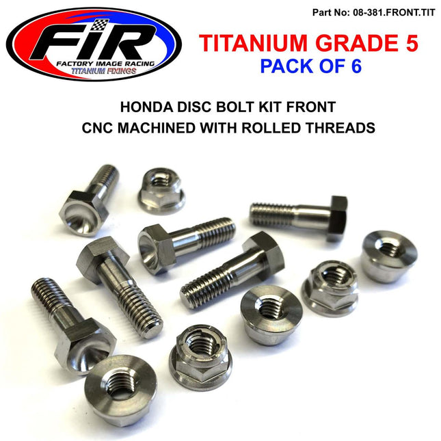 Ti GR5 Bolts Disc Honda KIT/6, Titanium Front Kit 95>2021, / FIR Brand