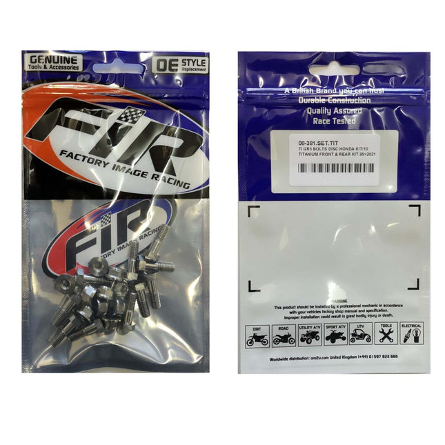 Ti GR5 Bolts Disc Honda KIT/10, Titanium Front & Rear Kit 95>2021, / FIR Brand