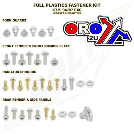 Plastic Bolt Kit KTM Exc 04-07, Bolt Hardware KTM-0407EXC