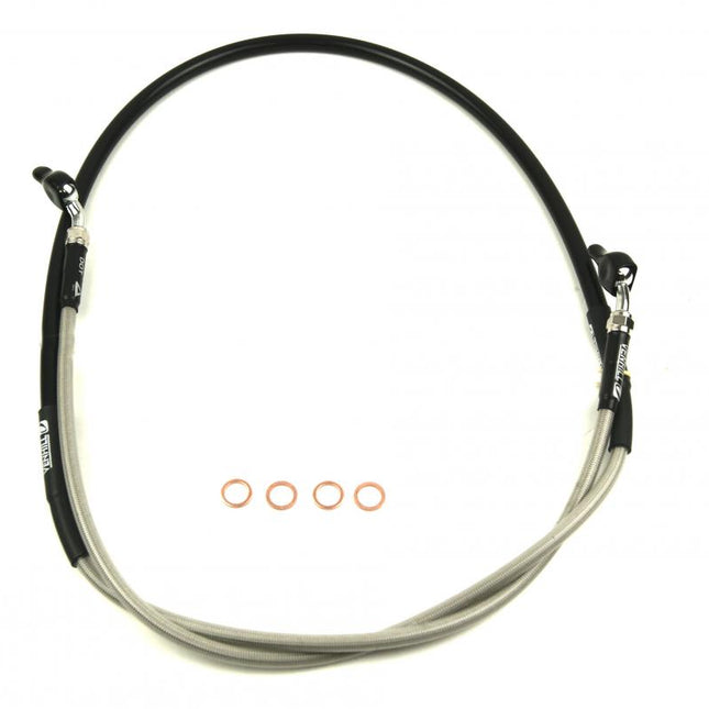 Hose Front Brake Silver / Blk, Venhill H02-1-036/P-CL, 45125-MKE-A51, Honda CRF 450 L/x