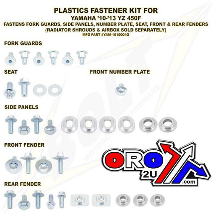 Plastic Bolt Kit YZF450 10-13, Bolt Hardware YAM-1010004G