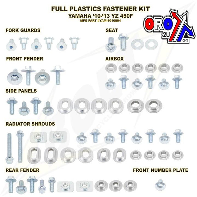 Plastic Bolt Kit YZF450 10-13, Bolt Hardware YAM-1010004