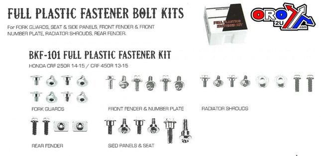 Plastic Bolt Kit Honda Style, Full Plastic Fastener Kit