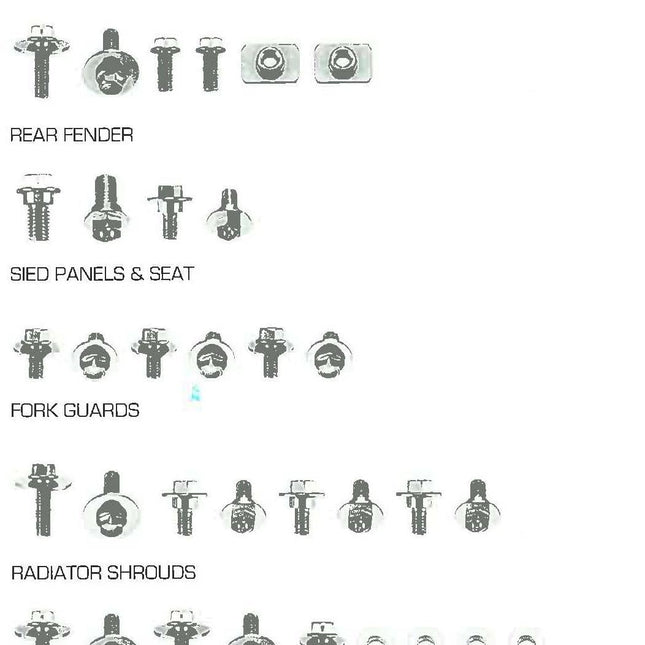 Plastic Bolt Kit Kawasak Style, Full Plastic Fastener Kit