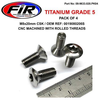 Titanium GR5 Csk.d Torx M8X20mm, OEM 0019080206S / Pack Of 4