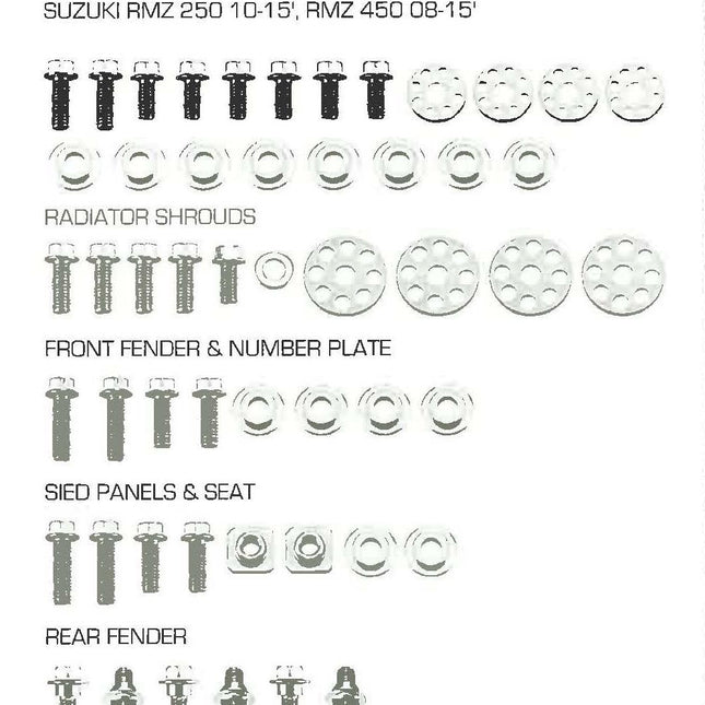 Plastic Bolt Kit Suzuki Style, Full Plastic Fastener Kit