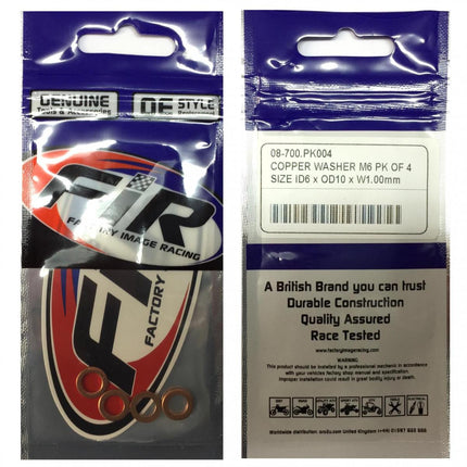 Copper Washer M6 Pk Of 4, Size ID6 x OD10 x W1.00mm