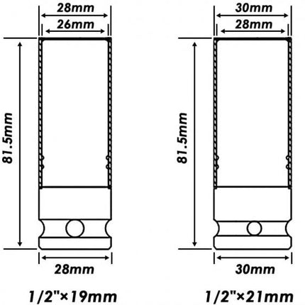 Socket Impact 1/2 4 Pcs Kit