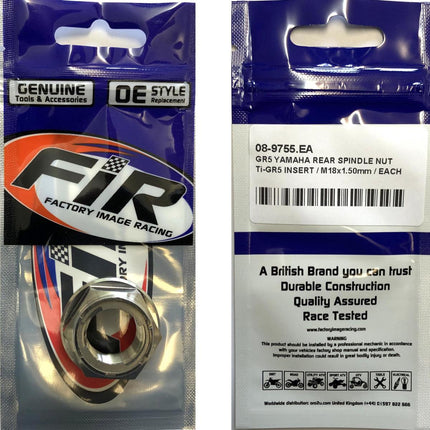 GR5 Yamaha Rear Spindle Nut, Ti-GR5 Insert / M18x1.50mm / Each, 90185-18009-00