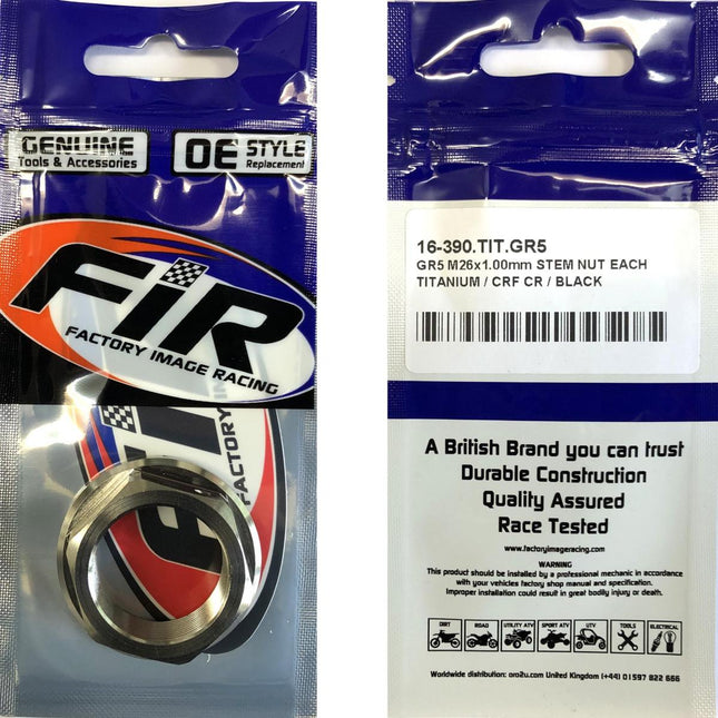 GR5 M26x1.00mm Stem Nut Each, Titanium / CRF CR, / Cnc