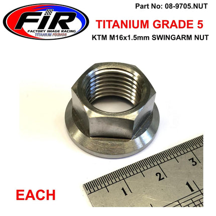KTM M16x1.5mm Swingarm Nut, Titauium GR5 / OEM Ref 54804038000, / Each