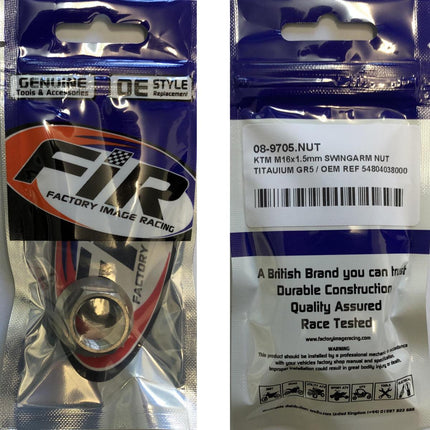KTM M16x1.5mm Swingarm Nut, Titauium GR5 / OEM Ref 54804038000, / Each