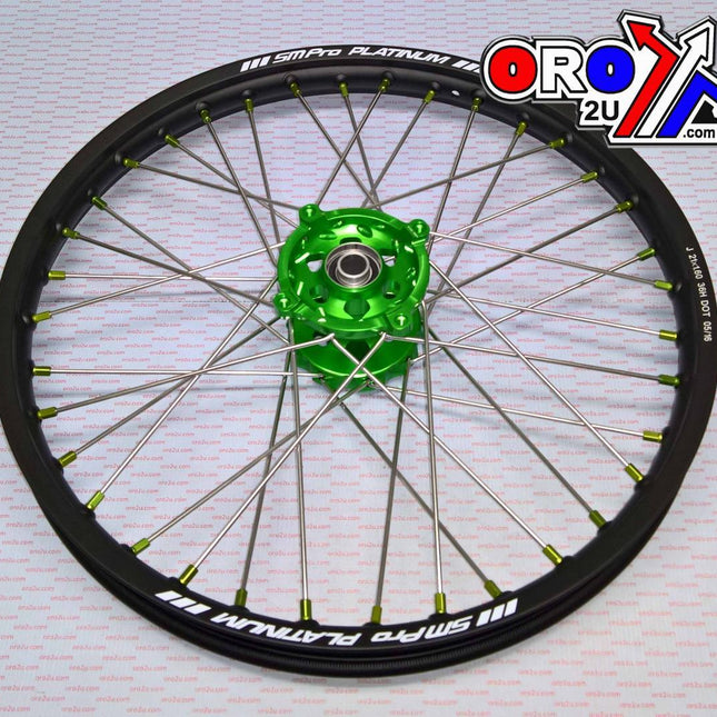 21x1.60 Wheel Kaw Black Rim/green Hub/green, Nipples, SP177.05.80.51.05