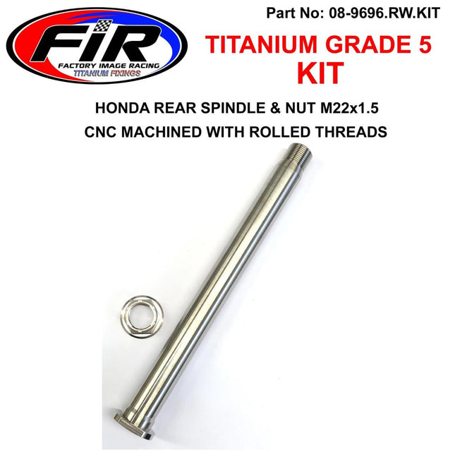 Honda Rear Spindle & Nut M22x1.5, Titanium Grade 5 / OEM Ref: 42301-KRN-A30 & 90305-KZ4-J20