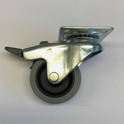 50mm Swivle Plate Castor Ea, Grey Synth Rub Tyre / Brake Stop, C050/DP/7/2