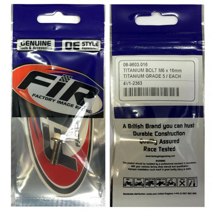 Titanium GR5 Bolt M6 x 16mm Each, Flange OD: 11mm / Hex Size: 8mm, /