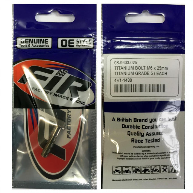 Titanium GR5 Bolt M6 x 25mm Each, Flange OD: 11mm / Hex Size: 8mm, /