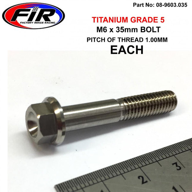 Titanium GR5 Bolt M6 x 35mm Each, Flange OD: 11mm / Hex Size: 8mm, /