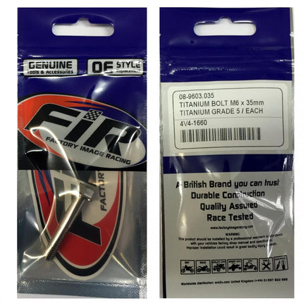 Titanium GR5 Bolt M6 x 35mm Each, Flange OD: 11mm / Hex Size: 8mm, /