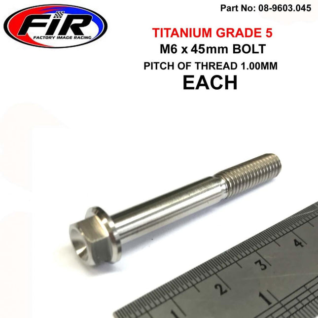 Titanium GR5 Bolt M6 x 45mm Each, Flange OD: 11mm / Hex Size: 8mm, /