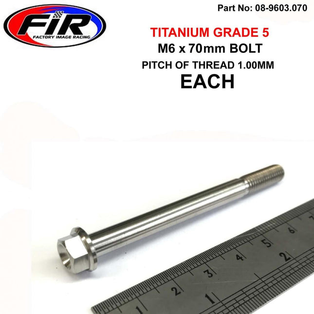 Titanium GR5 Bolt M6 x 70mm Each, Flange OD: 11mm / Hex Size: 8mm, /