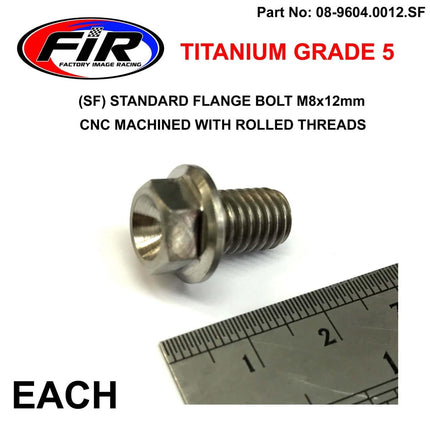 Titanium GR5 Bolt M8 x 12mm Each, Flange OD: 14mm / Hex Size: 10mm, /