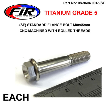 Titanium GR5 Bolt M8 x 45mm Each, Flange OD: 14mm / Hex Size: 10mm, FIR Brand /