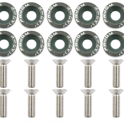 Hex Fastener Fender Washer Bolt Pack 10 M6 Concave Titanium Grey