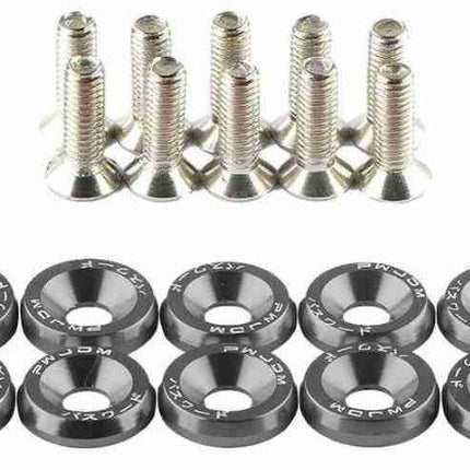 Hex Fastener Fender Washer Bolt Pack 10 M6 Concave Titanium Grey