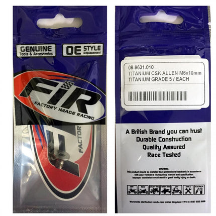 Titanium Csk Allen M6X10mm, Titanium Grade 5 / Each