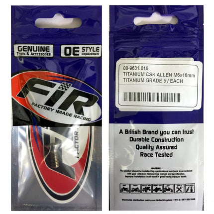 Titanium Csk Allen M6X16mm, Titanium Grade 5 / Each