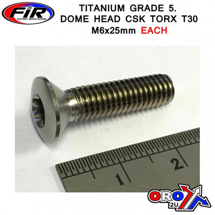 Titanium GR5 Csk.d Torx M6X25mm, Each
