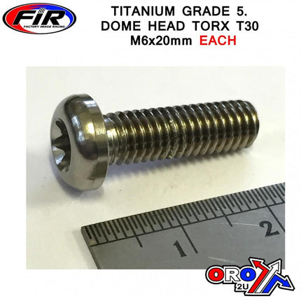 Titanium Button Torx M6X20mm, Titanium Grade 5 / Each
