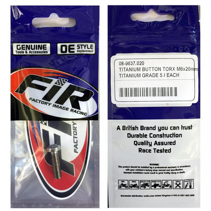 Titanium Button Torx M6X20mm, Titanium Grade 5 / Each